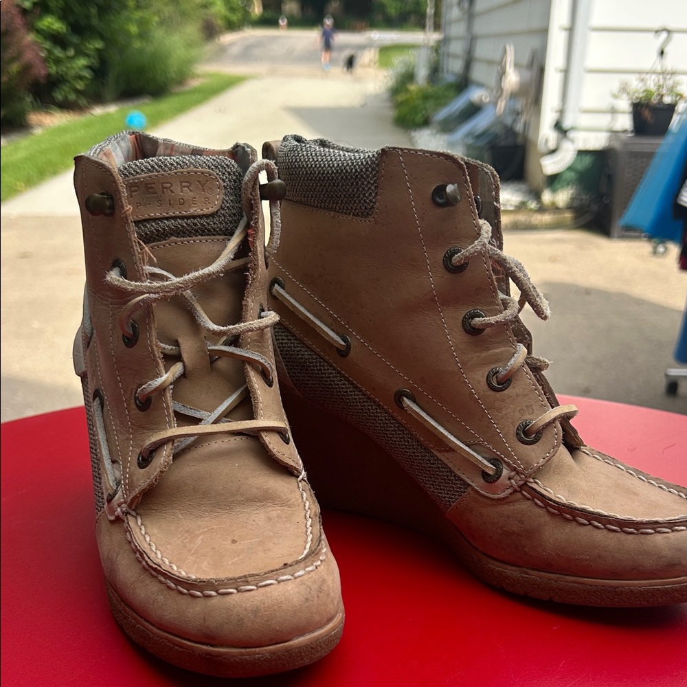 Sperry Women's Brown Wedge Boots